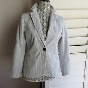 Willi Smith White Gray Striped Blazer Size 4 Pockets Lined Women's